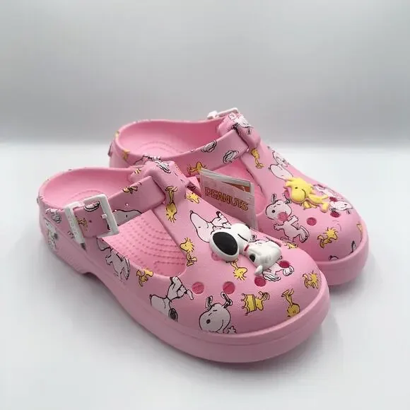 Women Size 9 CROCS x Peanuts Mary Jane Clog Pink - Men’s Size 7 - Picture 1 of 5
